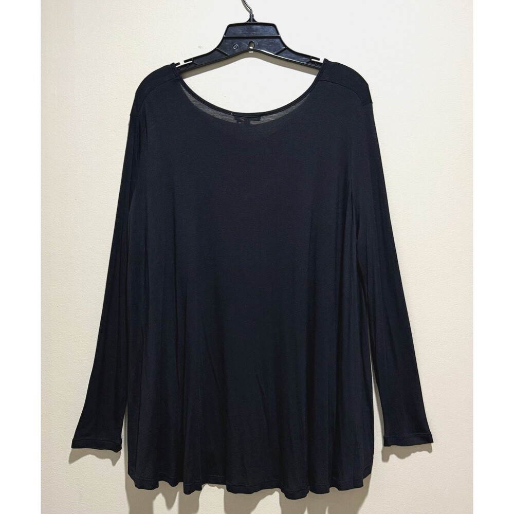 Mystree Black Long Sleeve Swing Tunic Shirt Top Relaxed Fit Soft Jersey Knit S M
